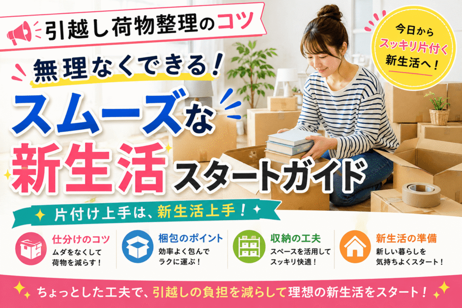 【引越し荷物整理のコツ】無理なくできる！スムーズな新生活スタートガイドの画像